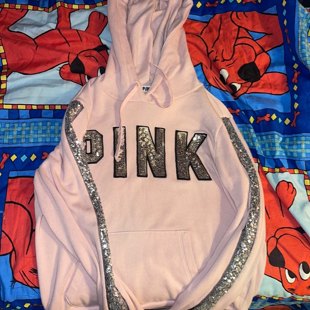 Chalk rose sequin hoodie
